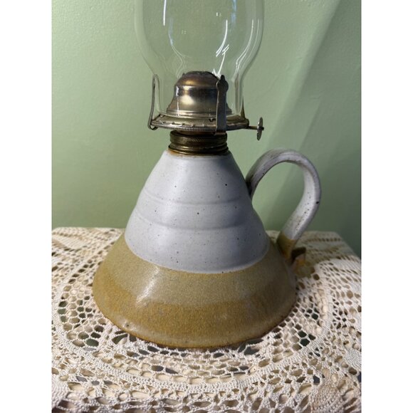 Vintage 70's Stoneware Art Pottery Hurricane Lamp - Picture 3 of 10